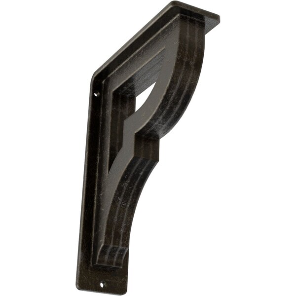 Ekena Millwork Bradford Wrought Iron Bracket, (Triple center brace), Antiqued Warm Silver 2"W x 5 1/2"D x 8"H BKTM02X05X08TBRAWS - main